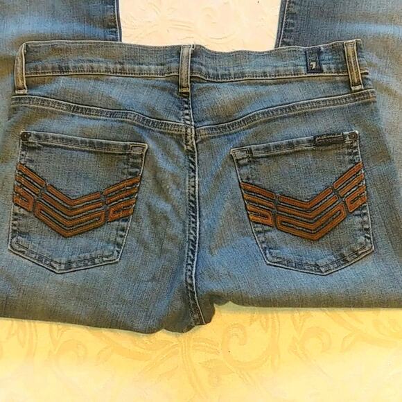 7 For All Mankind Standard Chevron Stitching Button Fly Jeans Sz 29 - Picture 2 of 5